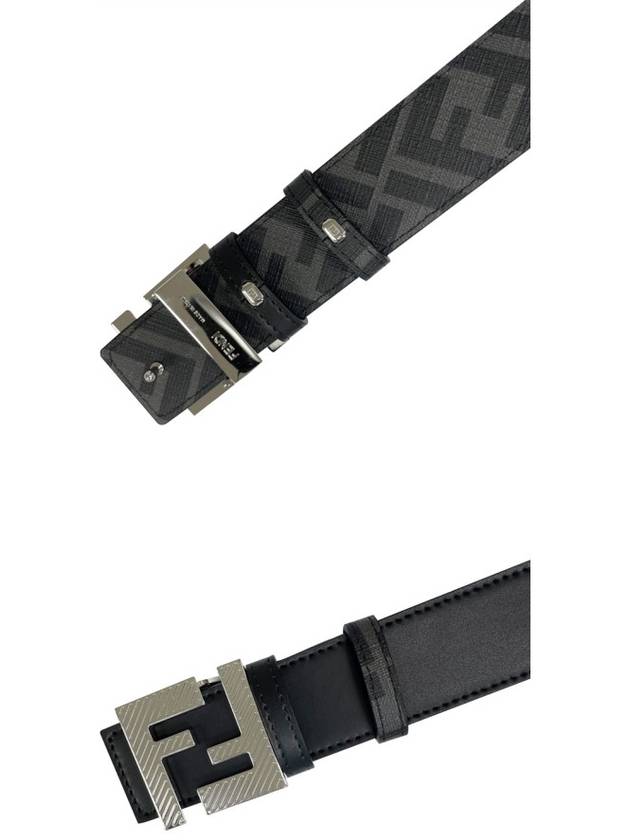 Square FF Buckle Reversible Leather Belt Black - FENDI - BALAAN 6