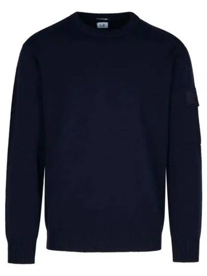 Merino Wool Crew Neck Knit Top Navy - CP COMPANY - BALAAN 2