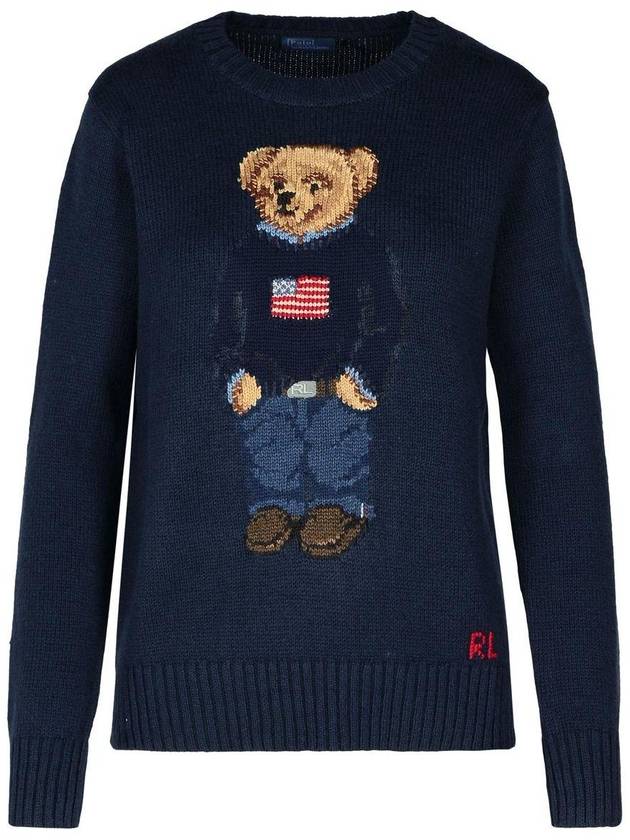 Bear Crew Neck Knit Top Navy - POLO RALPH LAUREN - BALAAN 2