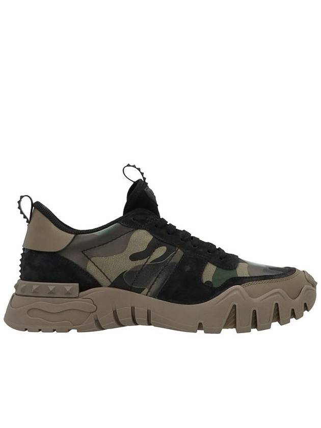 Men's Rock Runner Camo Low Top Sneakers Green - VALENTINO - BALAAN 1