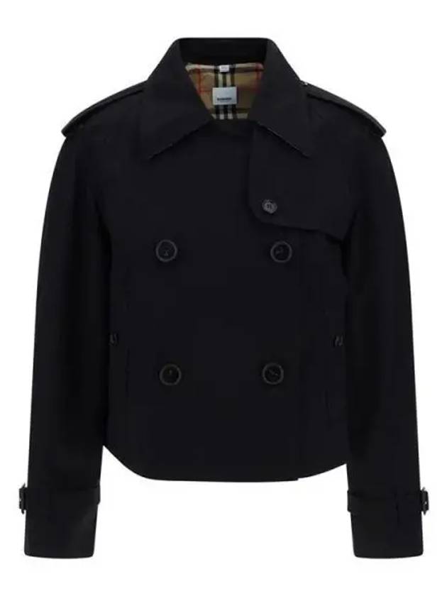 Double Breasted Crop Trench Coat Black - BURBERRY - BALAAN 2