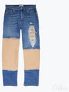 Mix Panel Distressed Denim Jeans Blue - JW ANDERSON - BALAAN 2