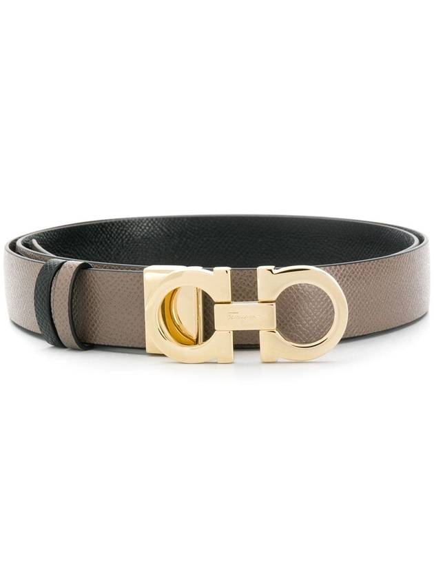 Reversible Gancini Leather Belt Black Caraway Seed - SALVATORE FERRAGAMO - BALAAN 2