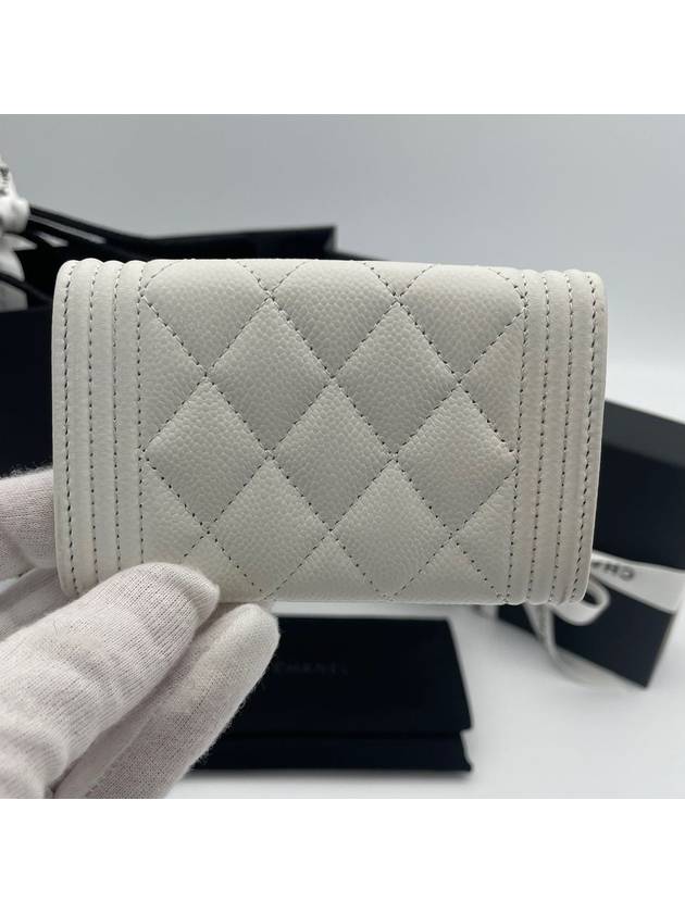 Boy Snap Flap Card Wallet Caviar Ivory A80603 - CHANEL - BALAAN 5