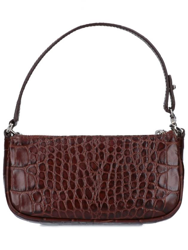 Mini Rachel Crocker Embossed Leather Shoulder Bag Nutella - BY FAR - BALAAN 4