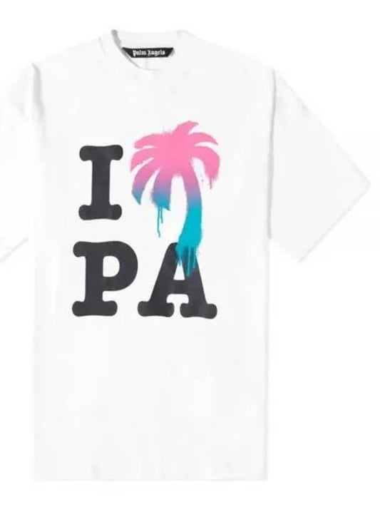 I Love Far Print Short Sleeve T-Shirt White - PALM ANGELS - BALAAN 2