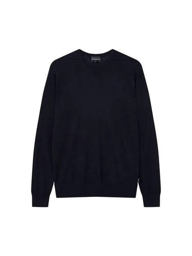 Men s Wool Blend Crew Neck Knit Navy - EMPORIO ARMANI - BALAAN 1