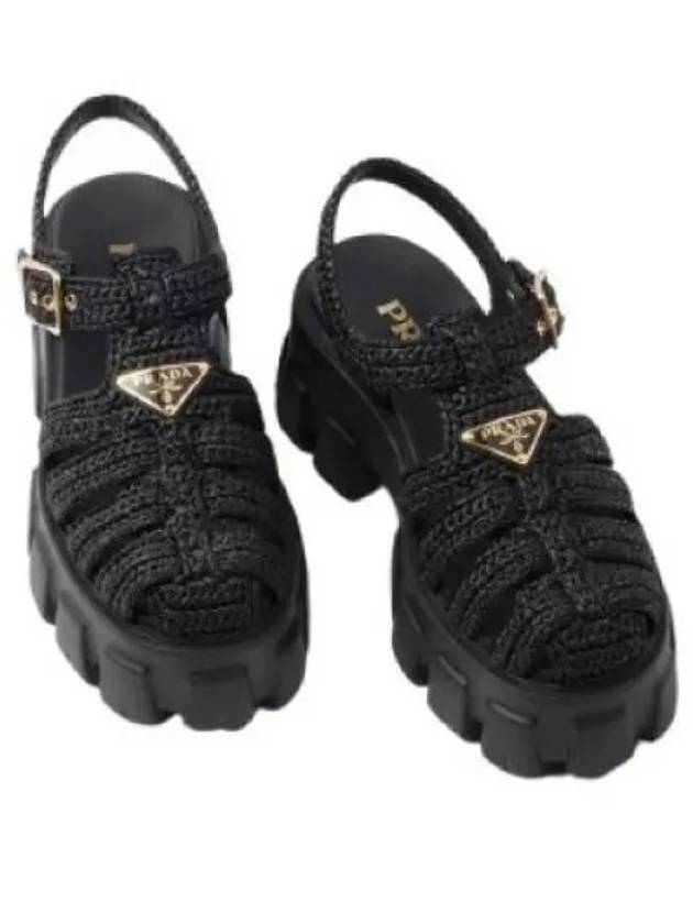 Monolith Crochet Cage Sandals Black - PRADA - BALAAN 2