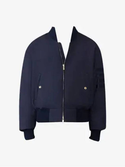 4 Bar Oversized Down Bomber Jacket Navy - THOM BROWNE - BALAAN 2