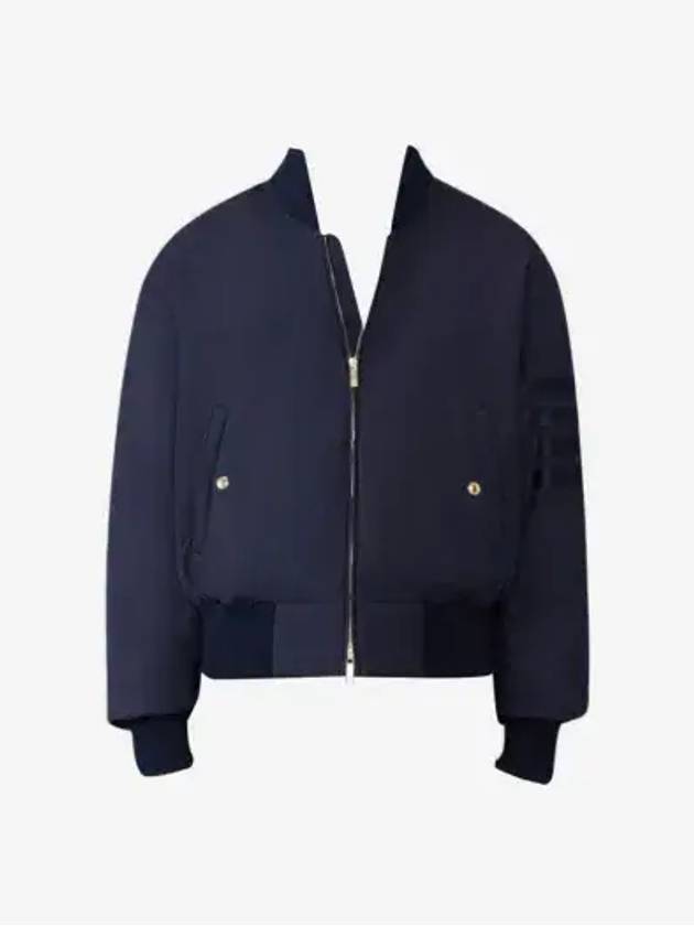 4 Bar Oversized Down Bomber Jacket Navy - THOM BROWNE - BALAAN 3