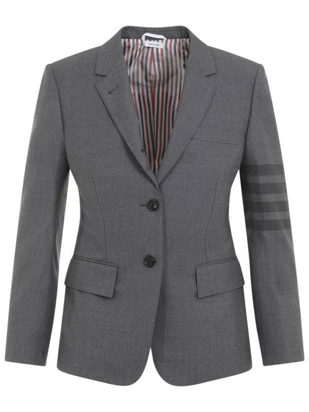 Women's Diagonal Stripe Single Breasted Wool Blazer Jacket Grey - THOM BROWNE - BALAAN 2