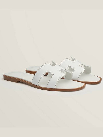 Oran Calfskin Slippers Blanc - HERMES - BALAAN 2