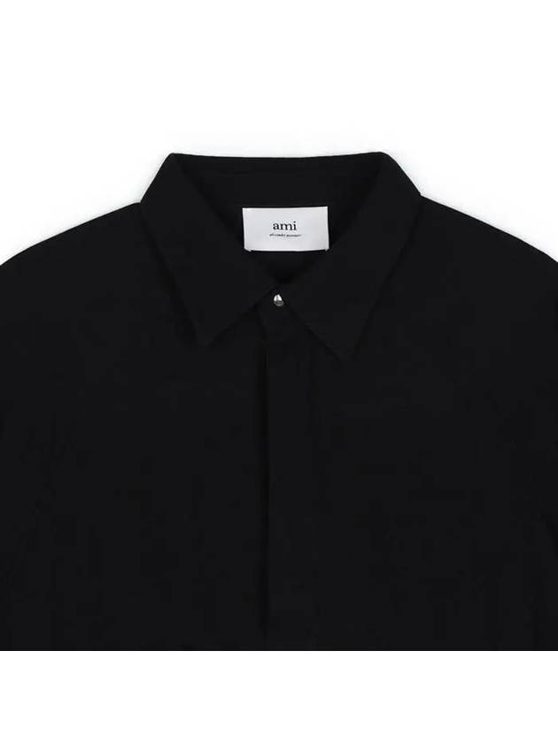 De Coeur Wool Polo Shirt Black - AMI - BALAAN 4