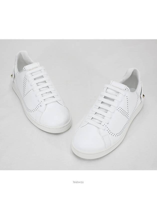 Men's Leather V Logo Backnet Low Top Sneakers White - VALENTINO - BALAAN 5