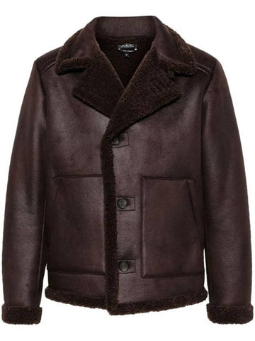 Finn Fake Leather Jacket Dark Chestnut Brown - A.P.C. - BALAAN 1