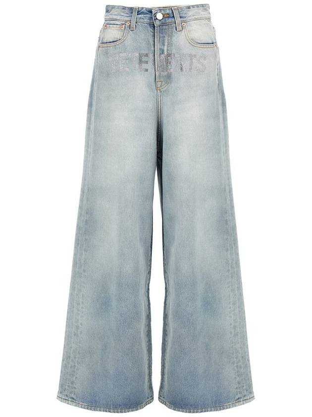 Vetements 'Crystal Logo Big Shape' Jeans - VETEMENTS - BALAAN 1