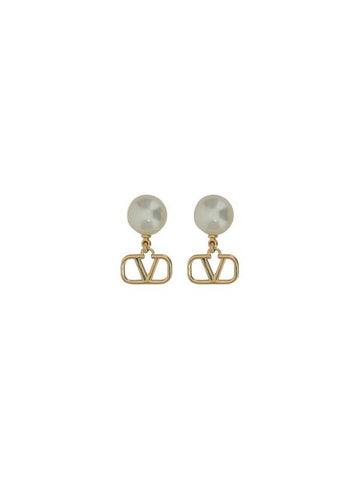 V Logo Signature Drop Earrings Gold - VALENTINO - BALAAN 1