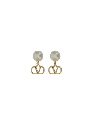 V Logo Signature Drop Earrings Gold - VALENTINO - BALAAN 1