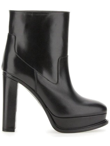 Women's Platform Leather Middle Boots Black - ALEXANDER MCQUEEN - BALAAN 1