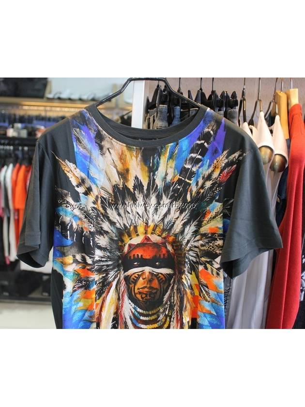 Men's Indian Graphic Printing Short Sleeve T-Shirt S5HJ601I408176 - BALMAIN - BALAAN 4