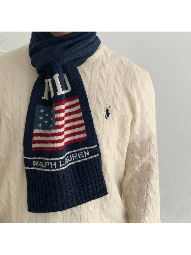 Bold Flag Logo Knit Muffler Navy - POLO RALPH LAUREN - BALAAN 3