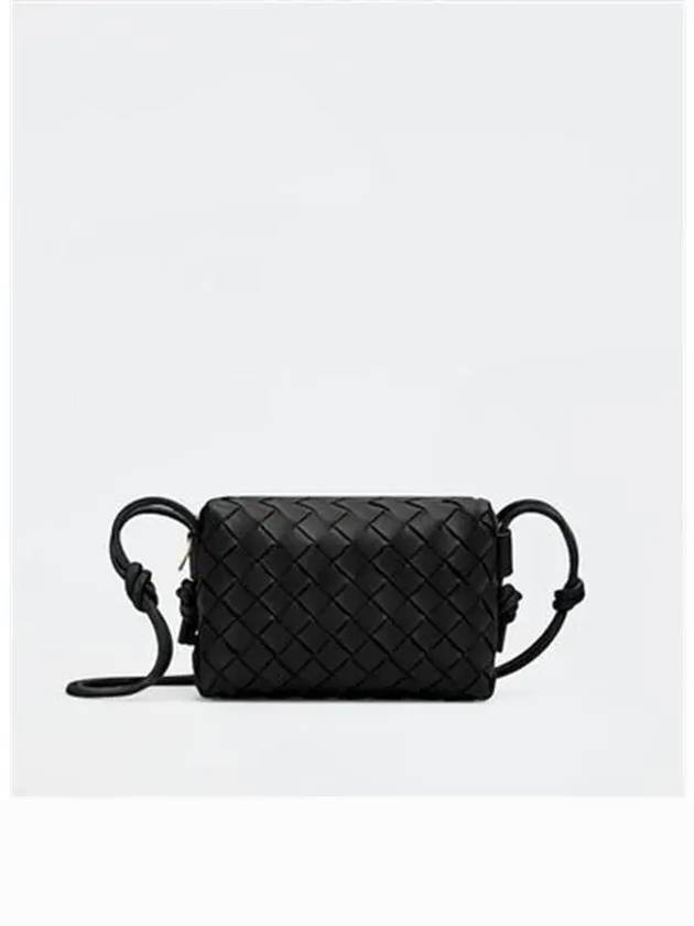 Intrecciato Loop Small Leather Cross Bag Black - BOTTEGA VENETA - BALAAN 2