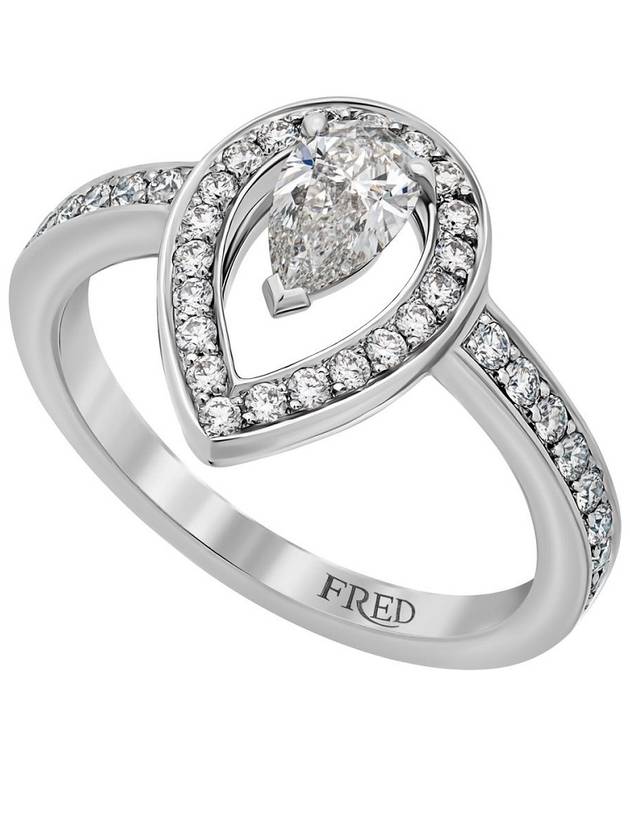 Lovelight Platinum Pear Cut Center Diamond 030 Carat FVVS1 065ct Engagement Ring No 115 - FRED - BALAAN 2