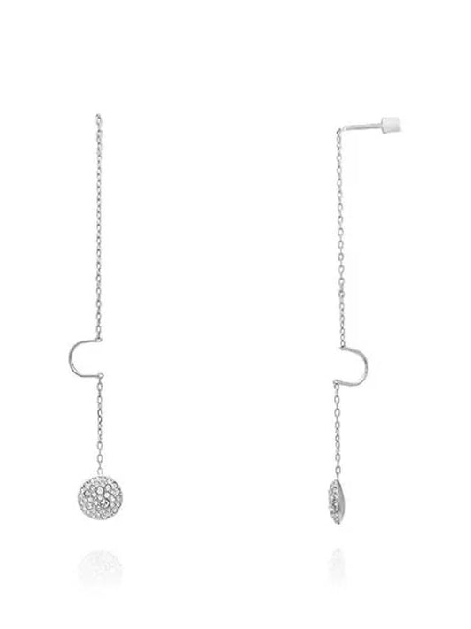 Meteora Rhodium Drop Chain Earrings Silver - SWAROVSKI - BALAAN 2