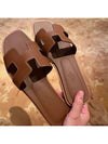 Women's Oran Sandals Calfskin Gold Brown - HERMES - BALAAN 9