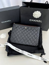 Medium Classic Clutch Bag Caviar Leather & Silver Black - CHANEL - BALAAN 4