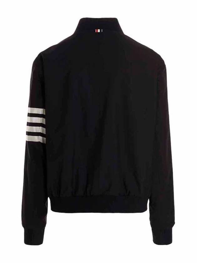 Diagonal Striped Knit Rib Blouson Bomber Jacket Navy - THOM BROWNE - BALAAN 3