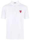 Red Double Heart Wappen Short Sleeve Polo Shirt White - COMME DES GARCONS - BALAAN 2