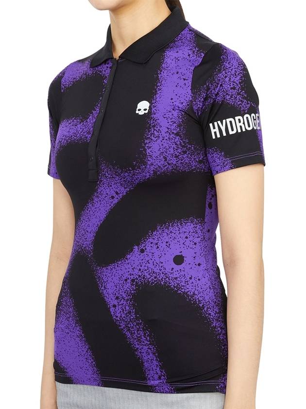 Women's Golf Polo Short Sleeve T-Shirt Black Blue - HYDROGEN - BALAAN 3