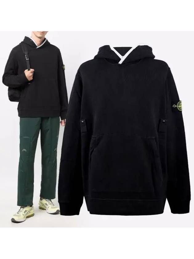 Wappen Patch Cotton Hoodie Black - STONE ISLAND - BALAAN 2