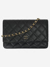 Classic Wallet On Chain Crossbody Bag Grained Calfskin Gold Black - CHANEL - BALAAN 2