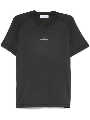 Logo Crew Neck Short Sleeve T-Shirt Charcoal Grey - STONE ISLAND - BALAAN 1