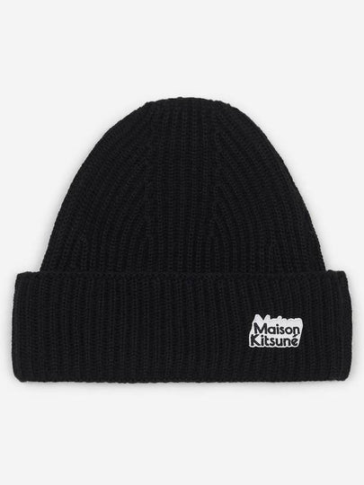 Logo Patch Beanie Black - MAISON KITSUNE - BALAAN 2