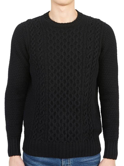 Crew Neck Lambswool Knit Top Black - DRUMOHR - BALAAN 2