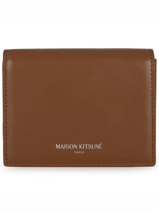 Tri-Fold Leather Half Wallet Brown - MAISON KITSUNE - BALAAN 2