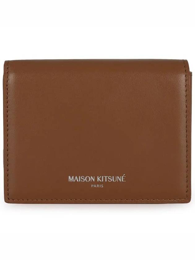 Tri-Fold Leather Half Wallet Brown - MAISON KITSUNE - BALAAN 3