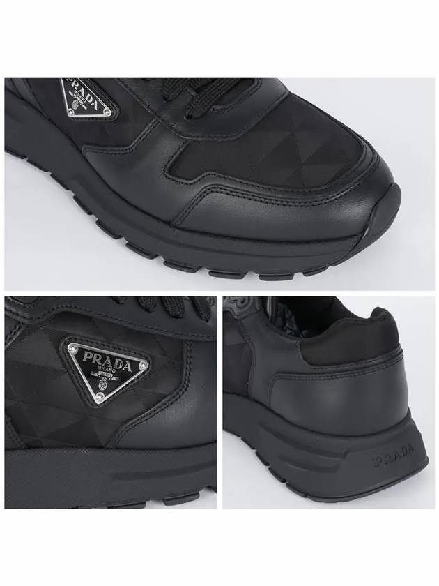 Leather Re-Nylon High Top Sneakers Black - PRADA - BALAAN 6