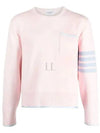 Milano Stitch 4-Bar Boxy Crew Neck Pullover Knit Top Pink - THOM BROWNE - BALAAN 2