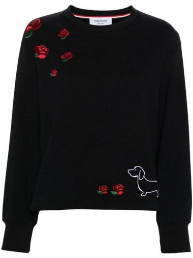 Loopback Hector Rose Oversized Crew Neck Cotton Sweatshirt Navy - THOM BROWNE - BALAAN 1