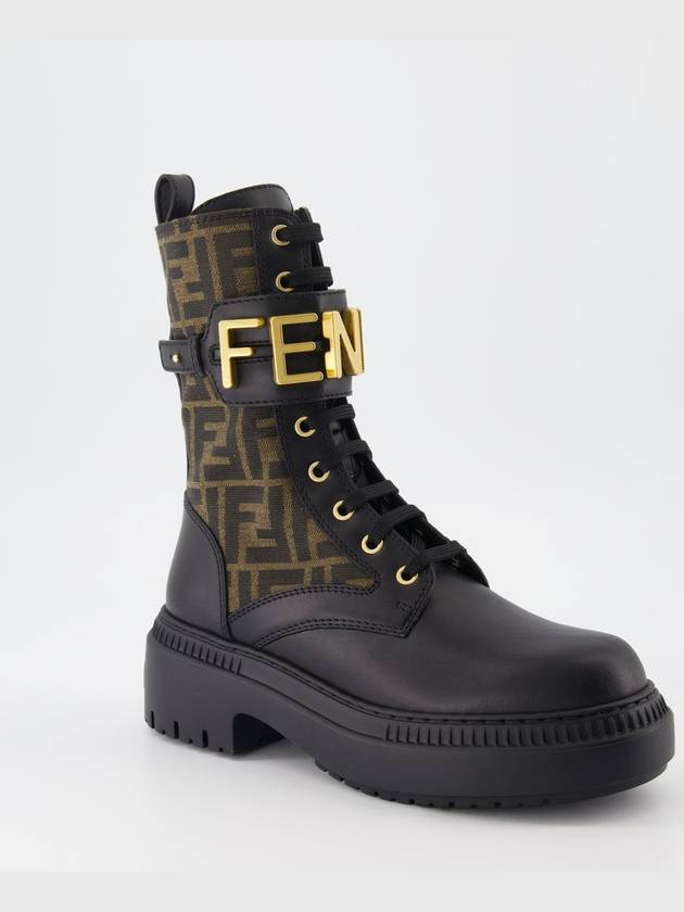 Fendigraphy Leather Worker Boots black Brown - FENDI - BALAAN 3