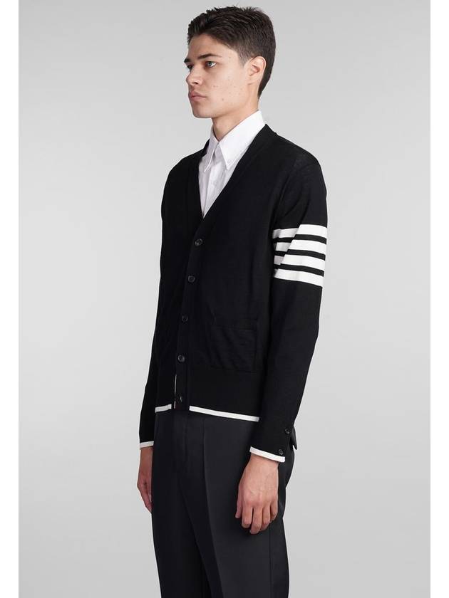 Wool 4-Bar Cardigan Black - THOM BROWNE - BALAAN 5