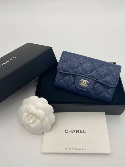 Classic Tok Card Wallet Caviar Navy Champagne Gold AP0214 - CHANEL - BALAAN 1