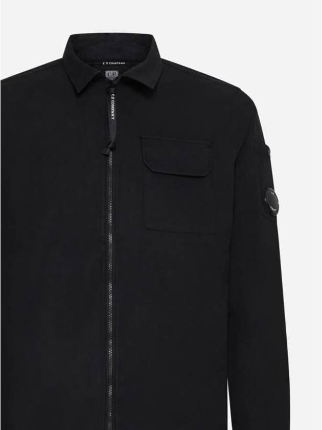 Oversized Organic Gabardine Long Sleeve Shirt Black - CP COMPANY - BALAAN 4