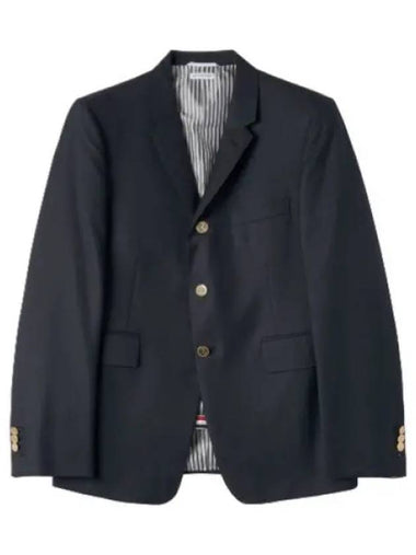 Super 120 thread count wool twill single breasted classic jacket navy - THOM BROWNE - BALAAN 1