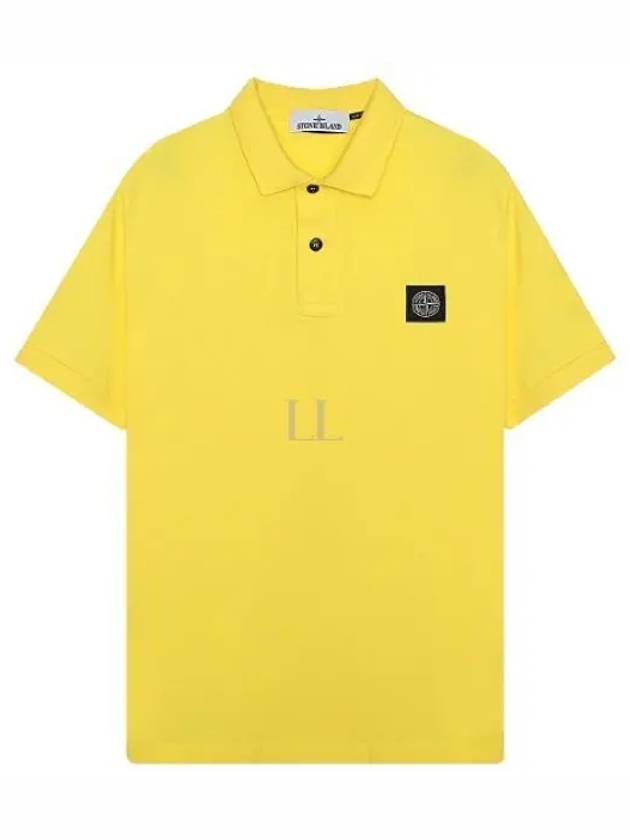 Men's Logo Patch Cotton Polo Shirt Yellow - STONE ISLAND - BALAAN 2