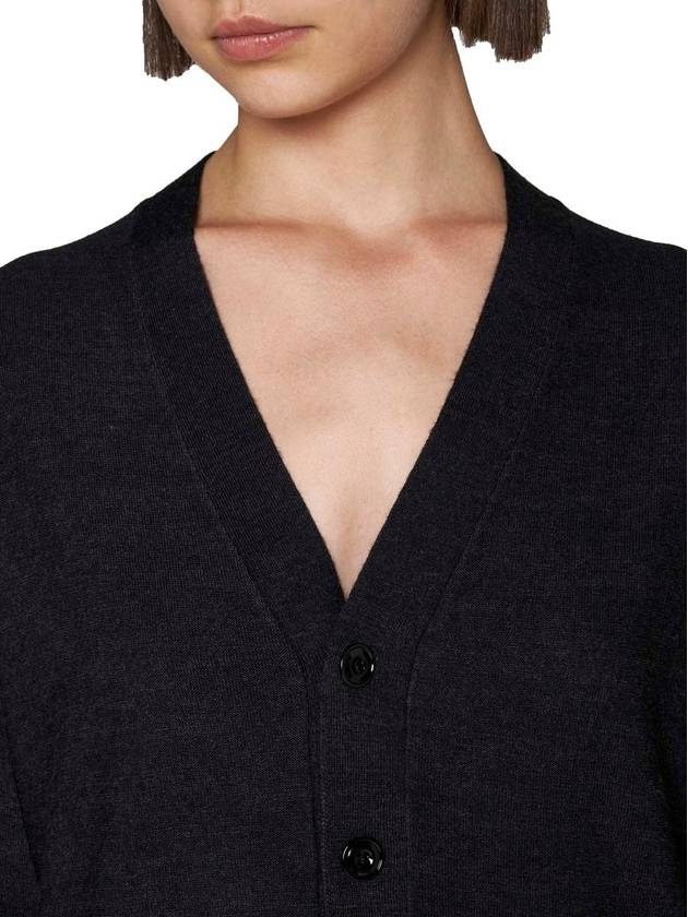 Relaxed Twisted Merino Wool Blend Cardigan Anthracite - LEMAIRE - BALAAN 7